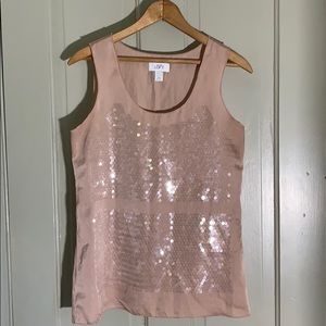 LOFT Blush Sequined Top